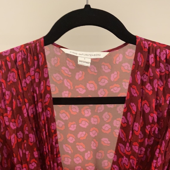 DVF Alicia Peasant Sleeve Ballet Rose Silk Dress - Picture 8 of 12
